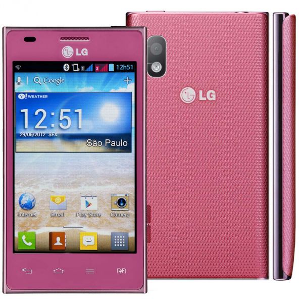 Celular Desbloqueado LG Optimus L5 Rosa com Dual Chip, Tela